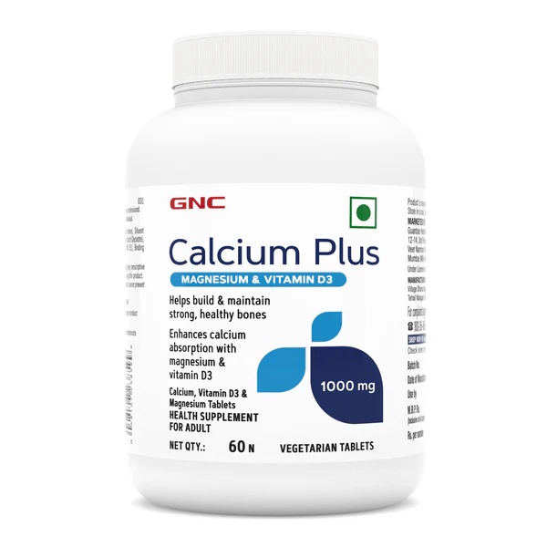 GNC Calcium Plus 1000mg – 60 Tablets | Bone Strength, Joint Support & Vitamin D3